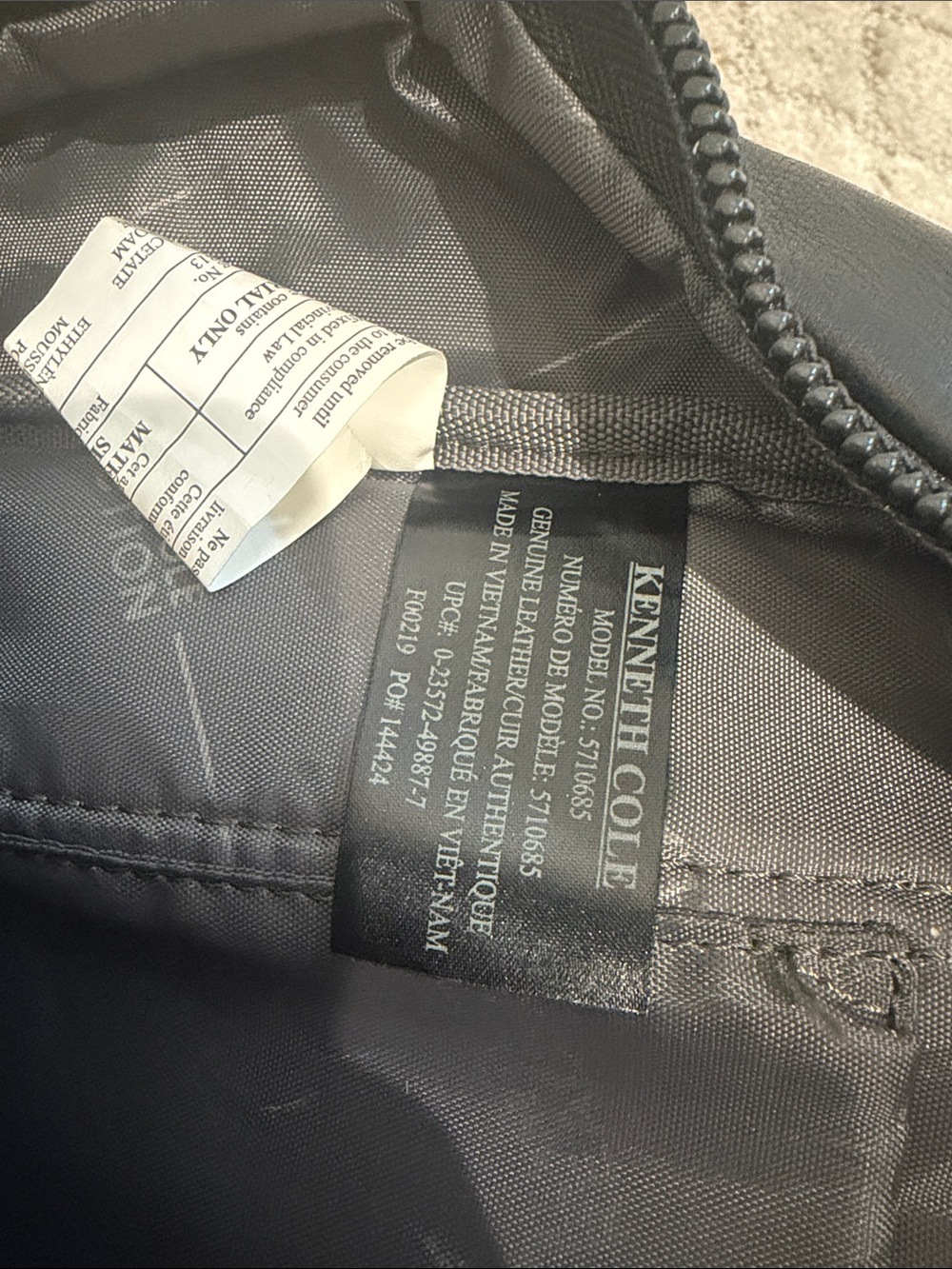Kenneth Cole Black Leather Zip-Front Backpack - Picture 5 of 6